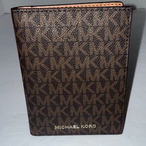 Michael Kors Brown Monogram Passport Holder‎